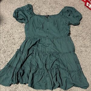 Teal Button-Down Dress